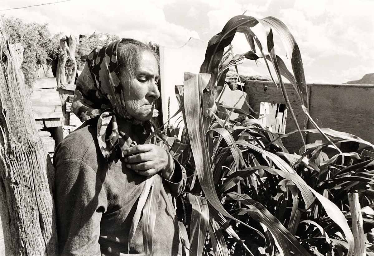 Bessie Yazzie with Sacred Blue Corn Plant by Roger Manley 