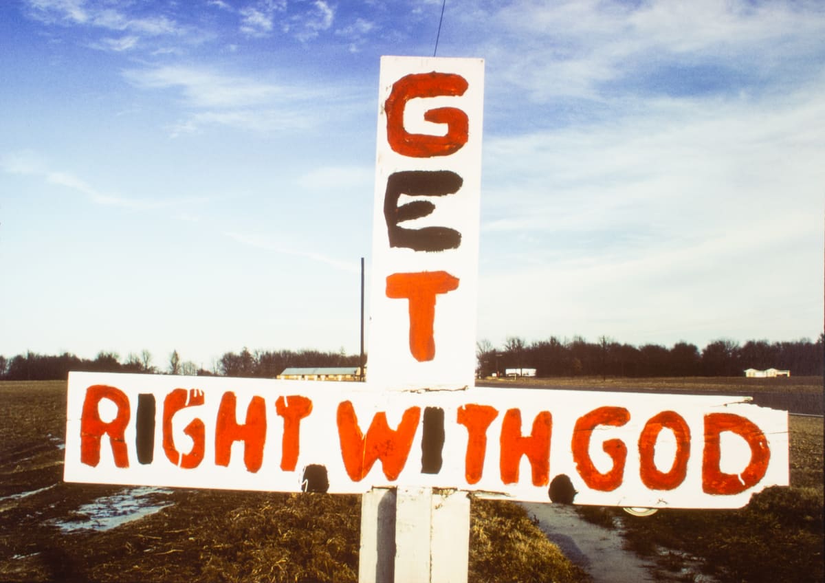 "Get Right With God" road sign, Indiana, Mississippi, March 1977 by William R. Ferris 