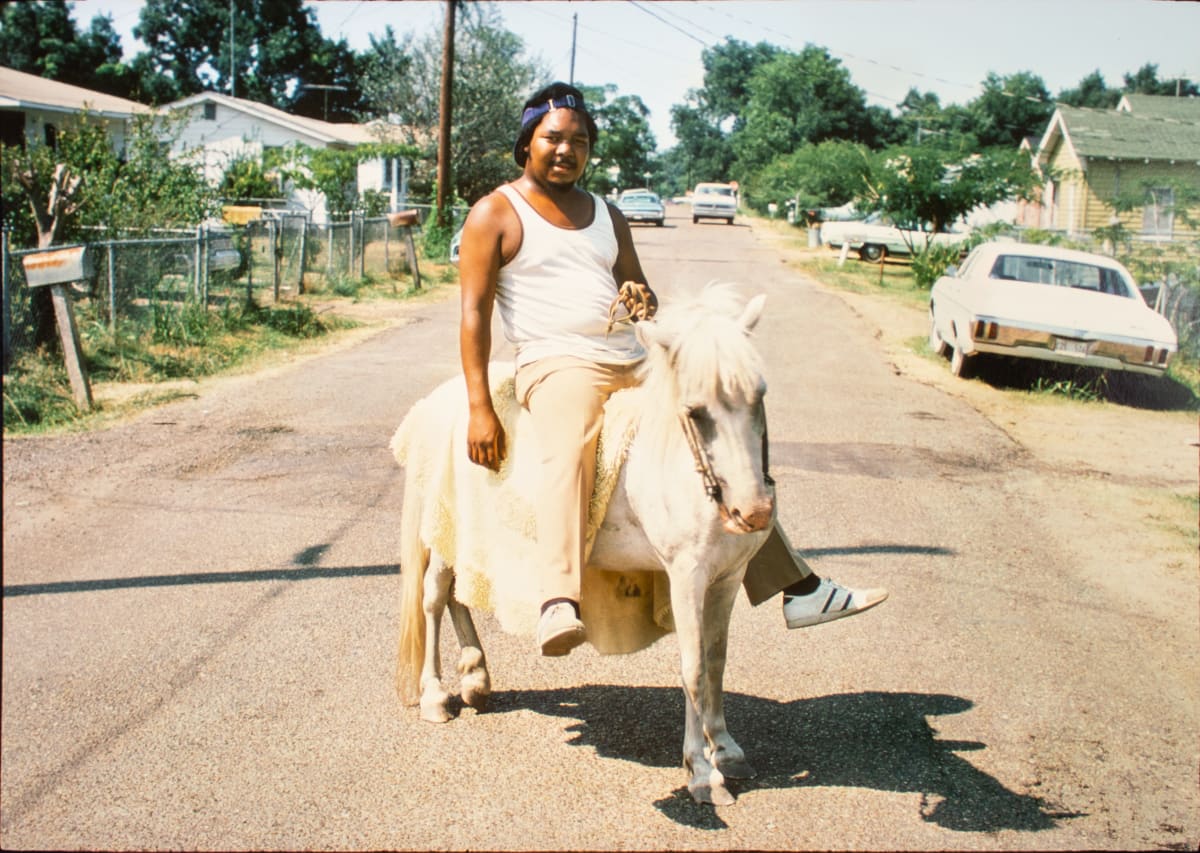 Unidentified rider and pony, Yazoo City, Mississippi, 1975 by William R. Ferris 