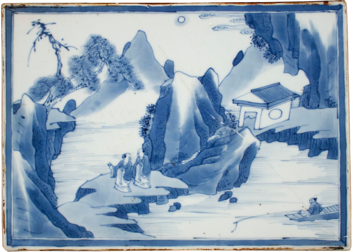 Chinese Blue and White Porcelain Plaque, Kangxi Period by Unknown 