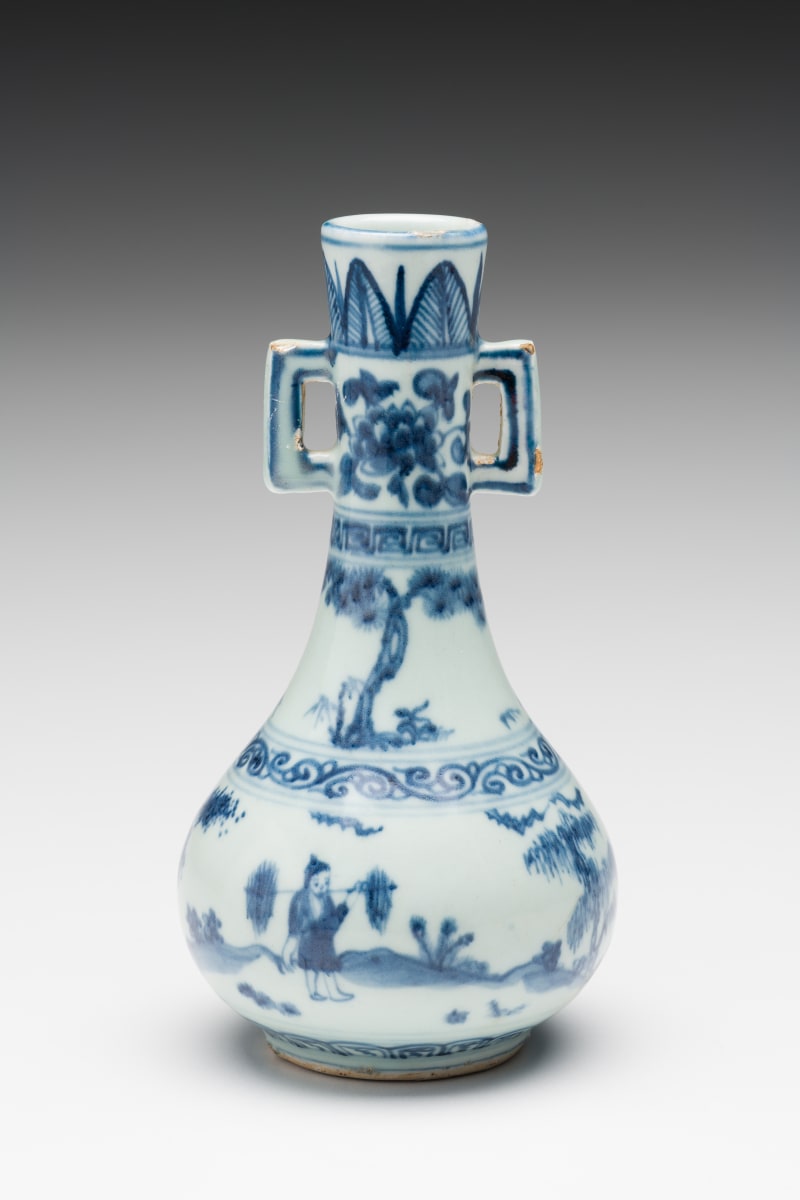 Chinese Blue and White Vase with Handles, Ming Dynasty by Unknown 