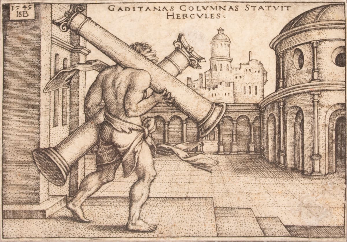 Hercules Sets Up The Columns of Gades by Hans Sebald Beham 