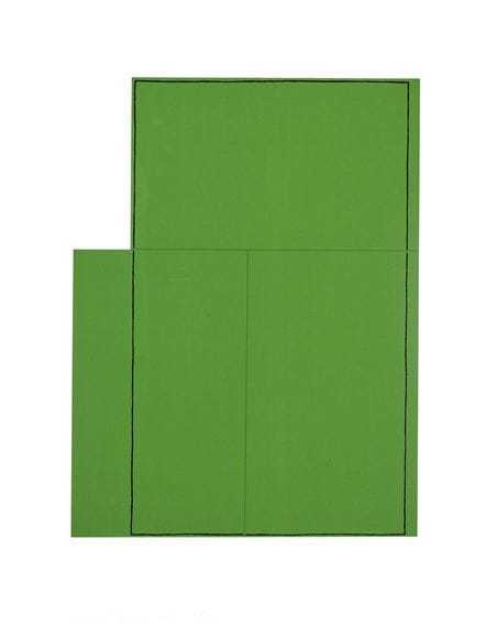 Rectangle within Three Rectangles (Green) by Robert Mangold 