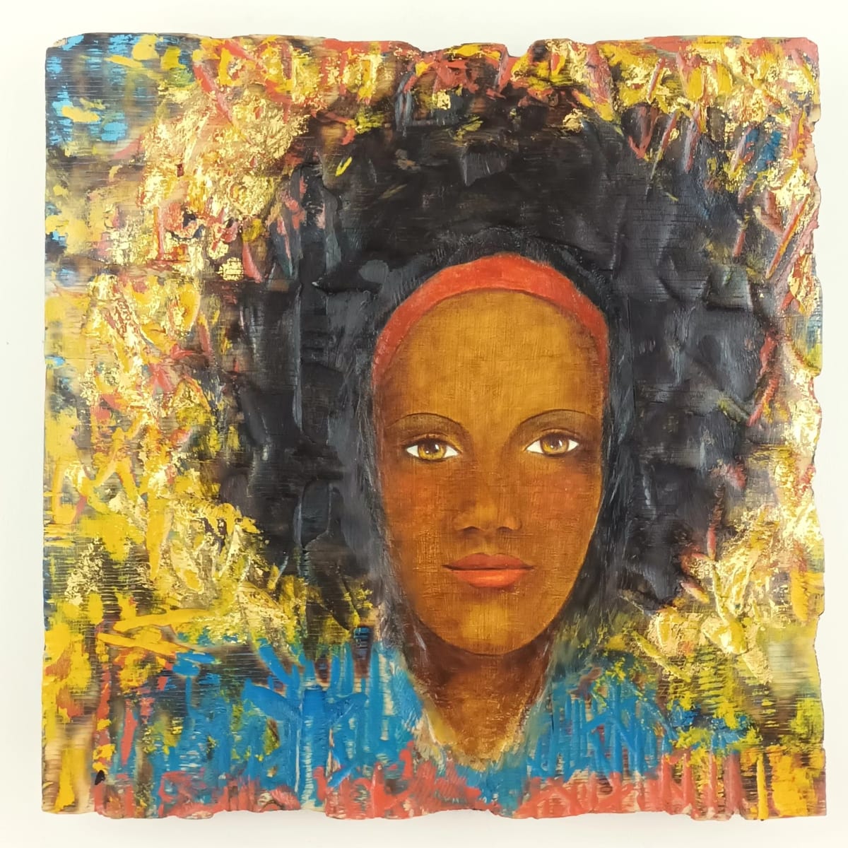 tema-icon 186 by Tessa Thonett  Image: Thonett Icon Painting 186. Collaboration work between Markus (background in mixed media) and Tessa (portrait in oils) Thonett