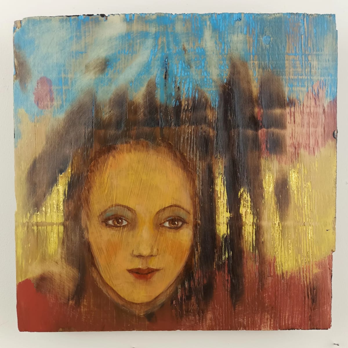 tema-icon 187 by Tessa Thonett  Image: Thonett Icon Painting 187. Collaboration work between Markus (background in mixed media) and Tessa (portrait in oils) Thonett