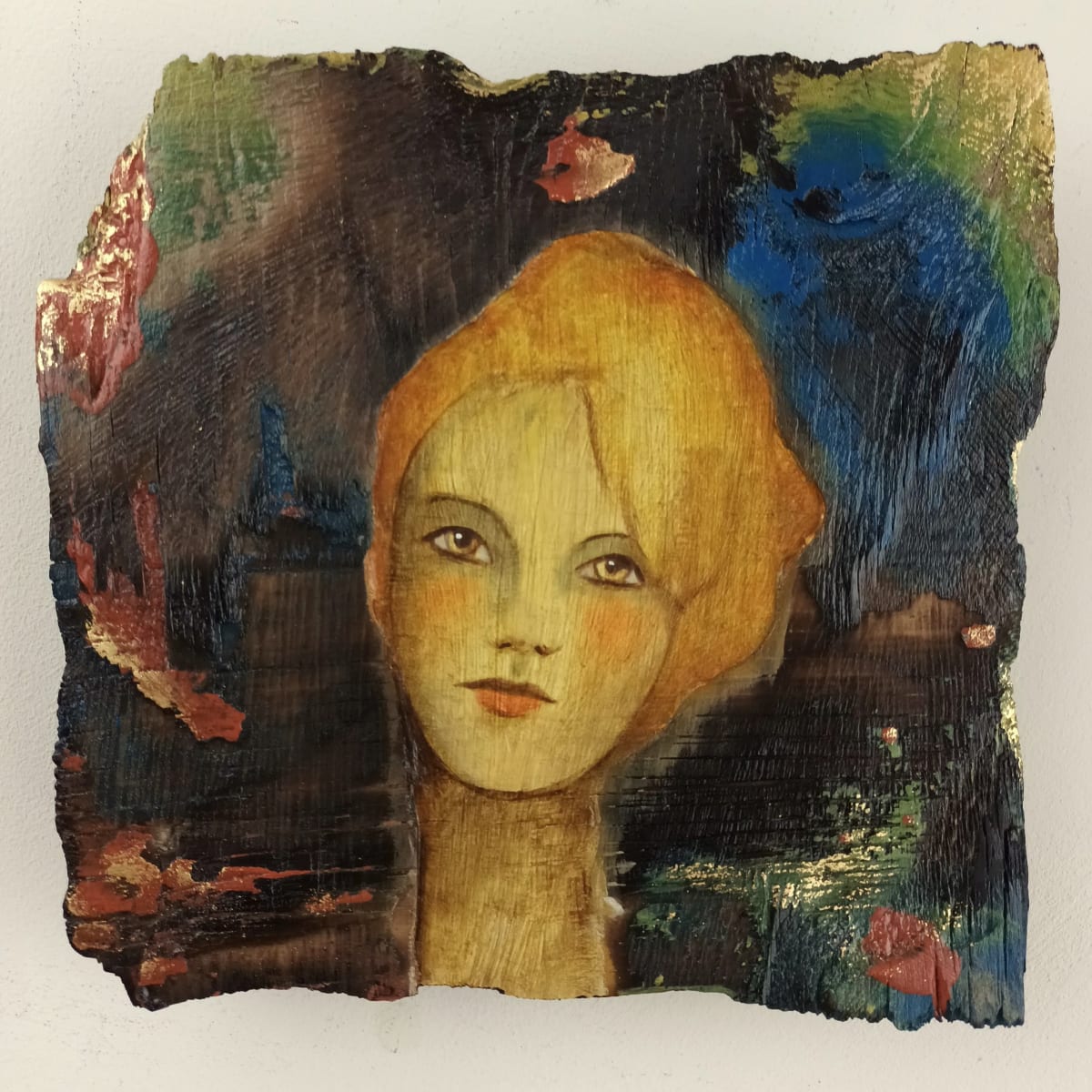 tema-icon 184 by Tessa Thonett  Image: Thonett Icon Painting 184. Collaboration work between Markus (background in mixed media) and Tessa (portrait in oils) Thonett