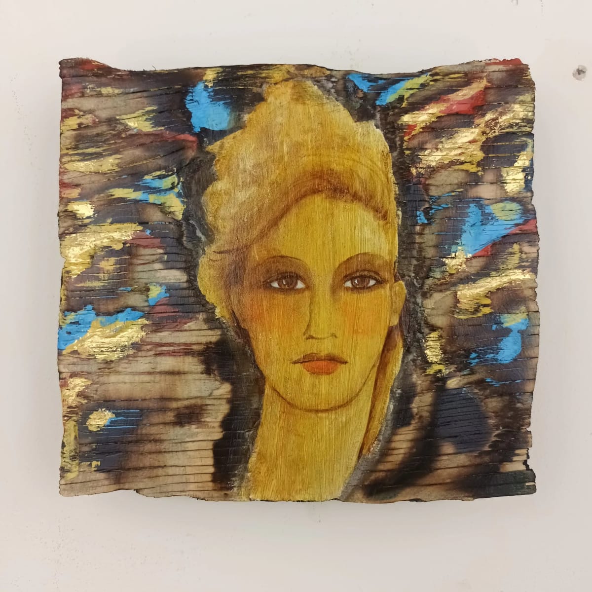 tema-icon 148 by Tessa Thonett  Image: Thonett Icon Painting 148. Collaboration work between Markus Thonett (background in mixed media) and Tessa Thonett (face in oils)