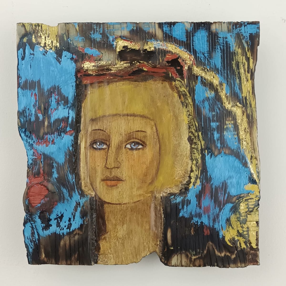 tema-icon 174 by Tessa Thonett  Image: Thonett Icon Painting 174. Collaboration work between Markus Thonett (background in mixed media) and Tessa Thonett (face in oils)