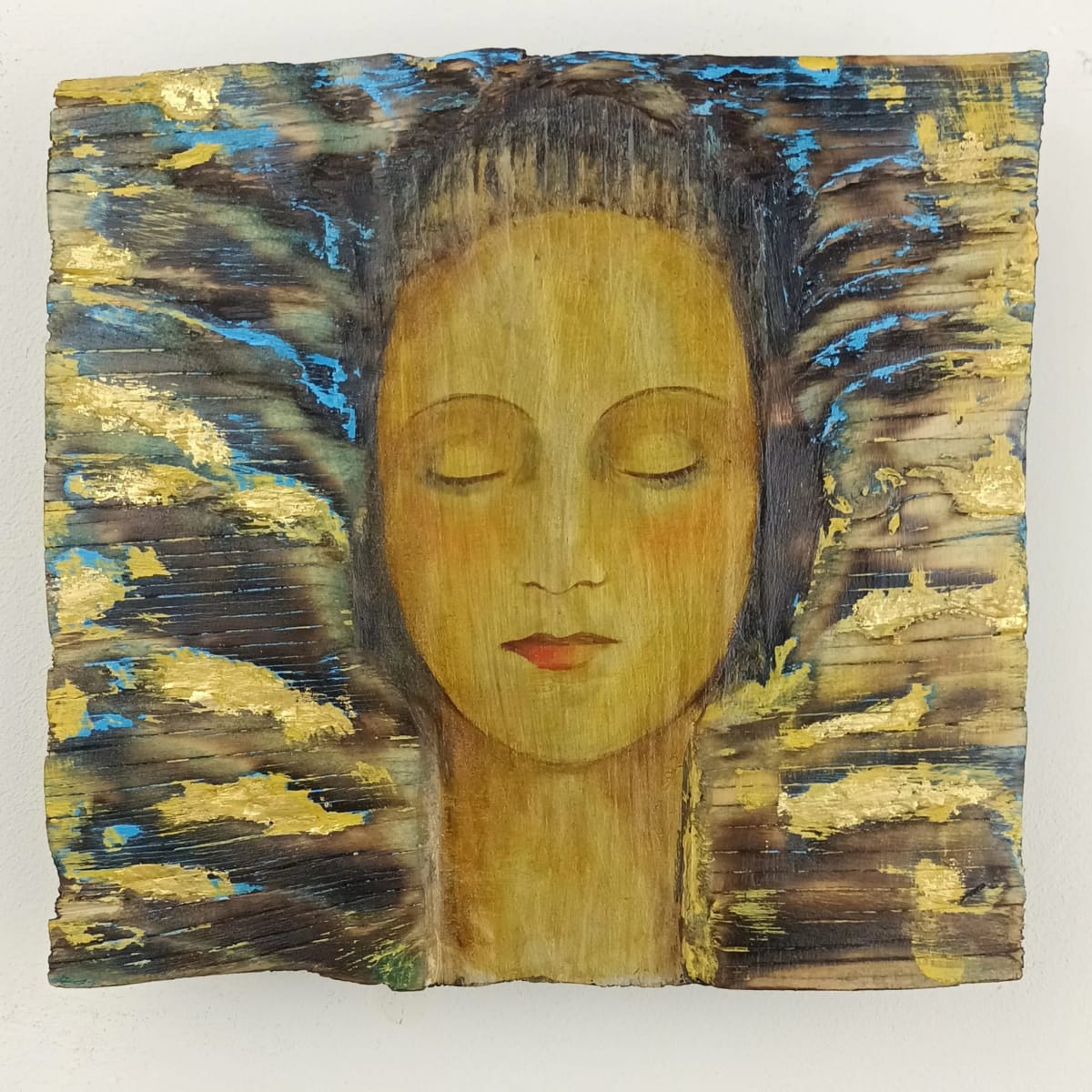 tema-icon 176 by Tessa Thonett  Image: Thonett Icon Painting 176. Collaboration work between Markus Thonett (background in mixed media) and Tessa Thonett (face in oils)