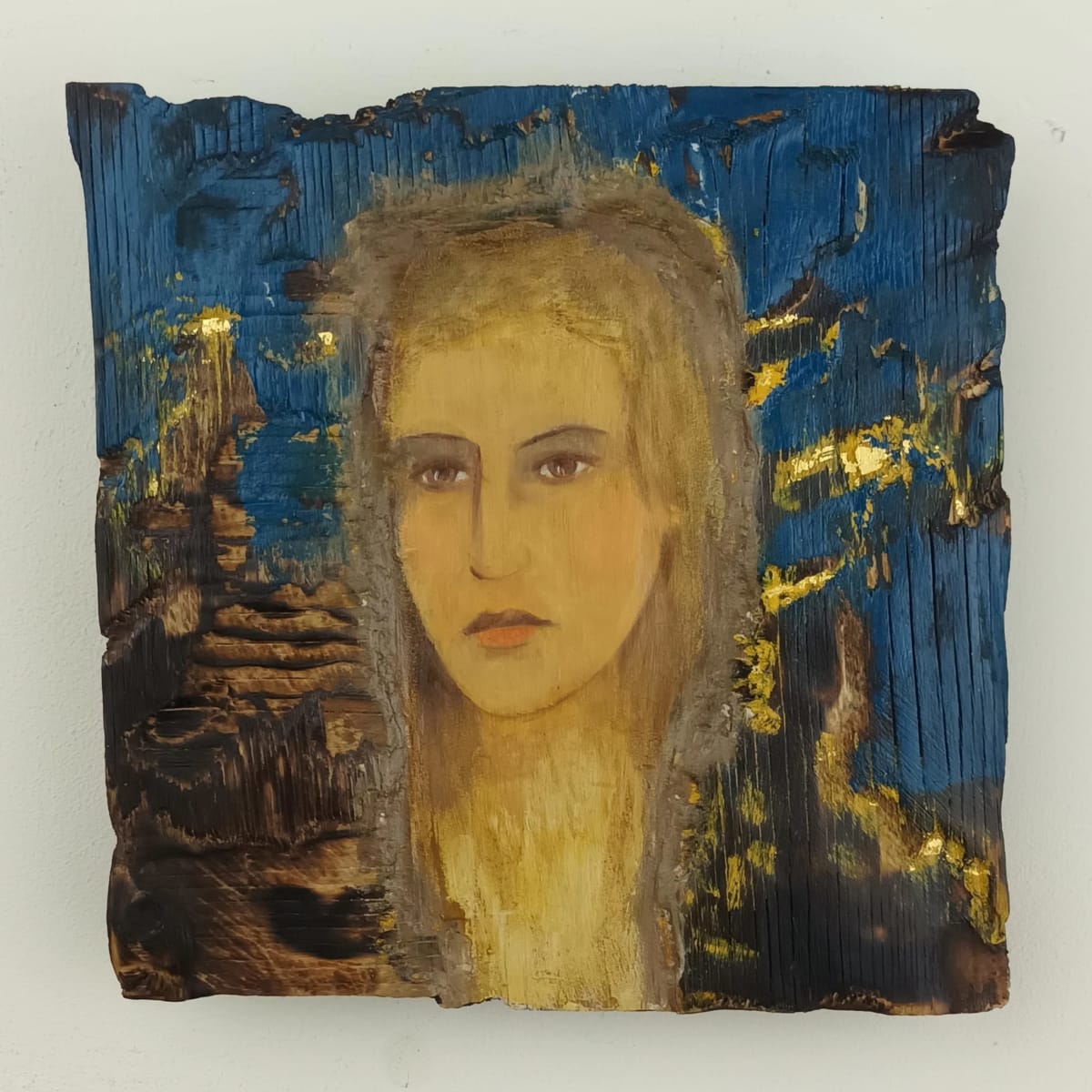 tema-icon 168 by Tessa Thonett  Image: Thonett Icon Painting 168. Collaboration work between Markus Thonett (background in mixed media) and Tessa Thonett (face in oils)