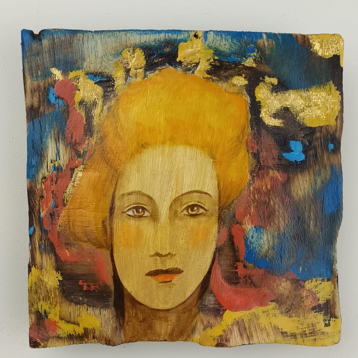 tema-icon 171 by Tessa Thonett  Image: Thonett Icon Painting 171. Collaboration work between Markus Thonett (background in mixed media) and Tessa Thonett (face in oils)