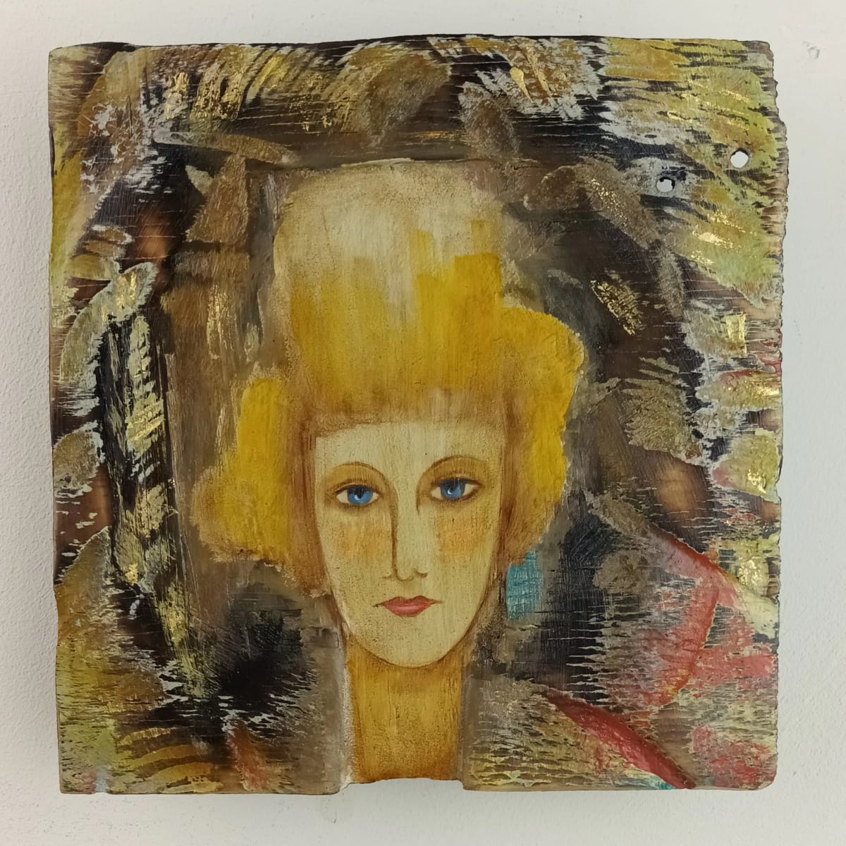 tema-icon 152 by Tessa Thonett  Image: Thonett Icon Painting 152. Collaboration work between Markus Thonett (background in mixed media) and Tessa Thonett (face in oils)