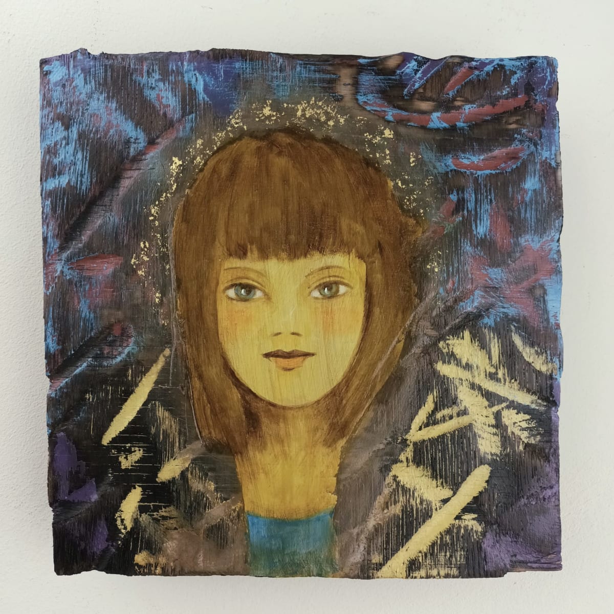 tema-icon 169 by Tessa Thonett  Image: Thonett Icon Painting 169. Collaboration work between Markus Thonett (background in mixed media) and Tessa Thonett (face in oils)