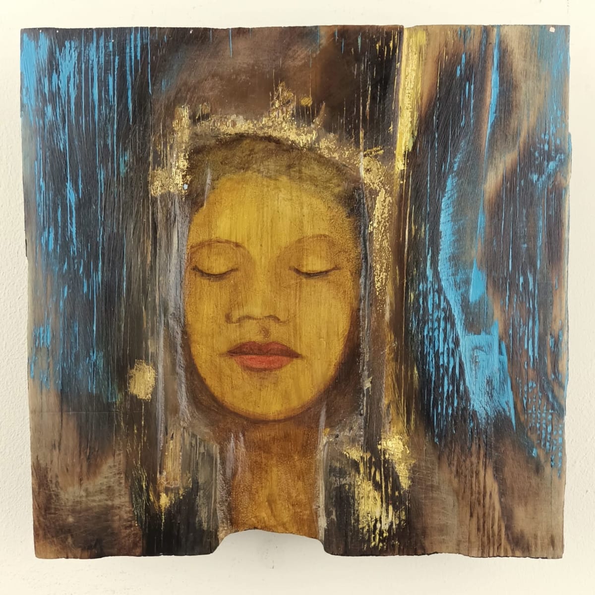 tema-icon 170 by Tessa Thonett  Image: Thonett Icon Painting 170. Collaboration work between Markus Thonett (background in mixed media) and Tessa Thonett (face in oils)