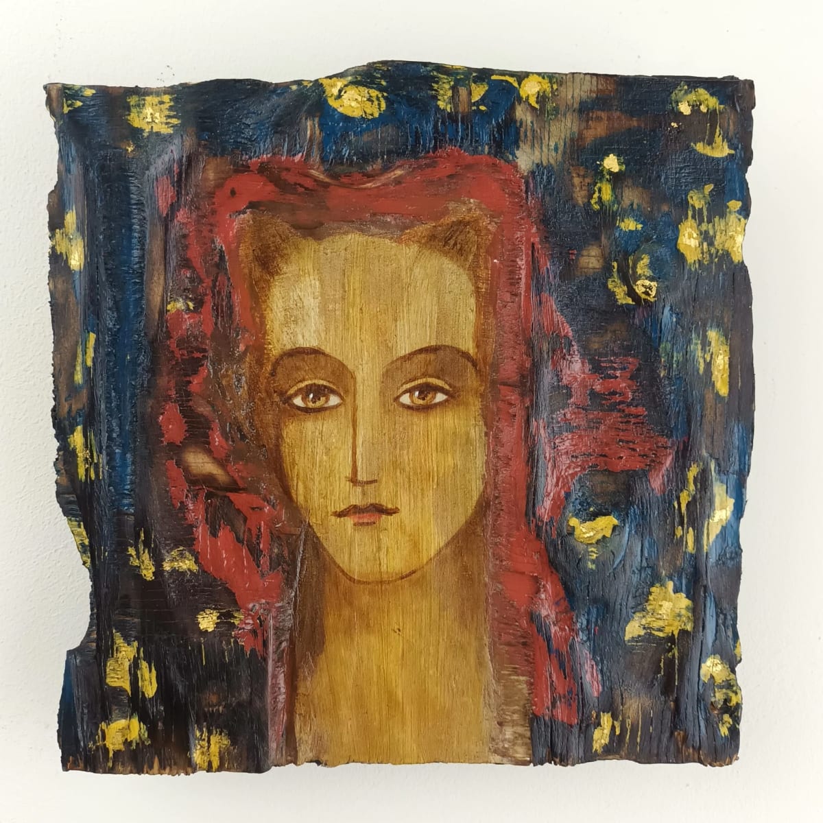 tema-icon 155 by Tessa Thonett  Image: Thonett Icon Painting 155. Collaboration work between Markus Thonett (background in mixed media) and Tessa Thonett (face in oils)