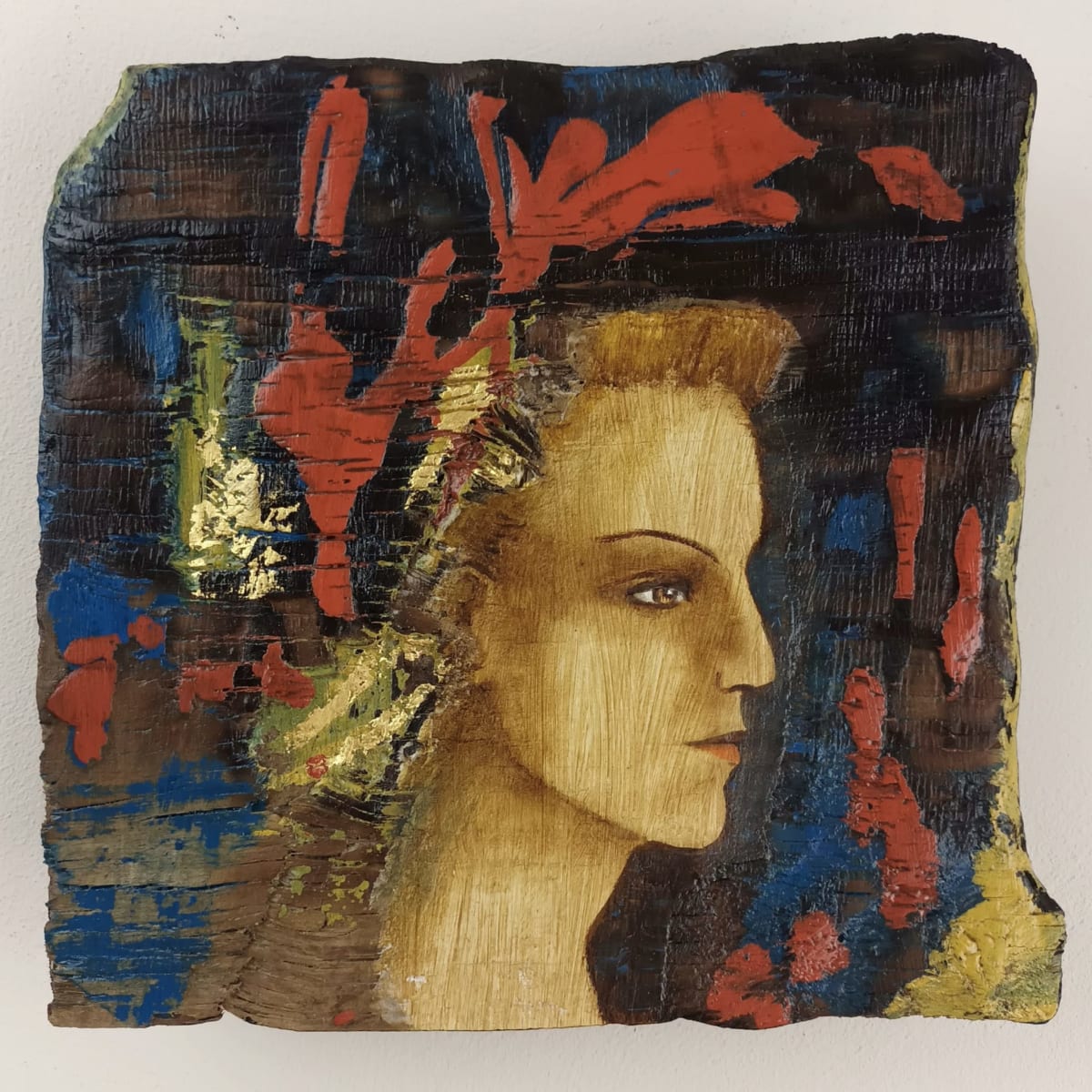 tema-icon 175 by Tessa Thonett  Image: Thonett Icon Painting 175. Collaboration work between Markus Thonett (background in mixed media) and Tessa Thonett (face in oils)