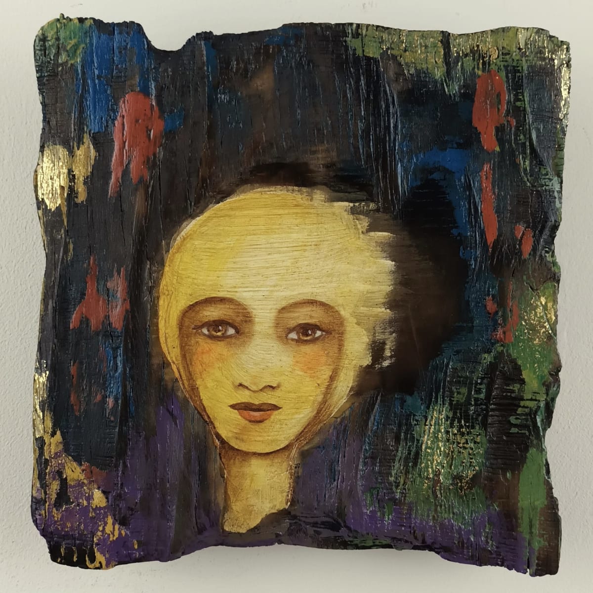 tema-icon 159 by Tessa Thonett  Image: Thonett Icon Painting 159. Collaboration work between Markus Thonett (background in mixed media) and Tessa Thonett (face in oils)