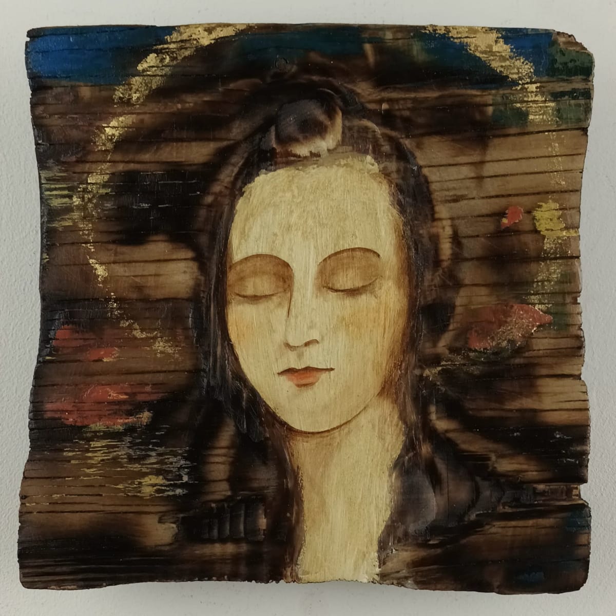 tema-icon 158 by Tessa Thonett  Image: Thonett Icon Painting 158. Collaboration work between Markus Thonett (background in mixed media) and Tessa Thonett (face in oils)