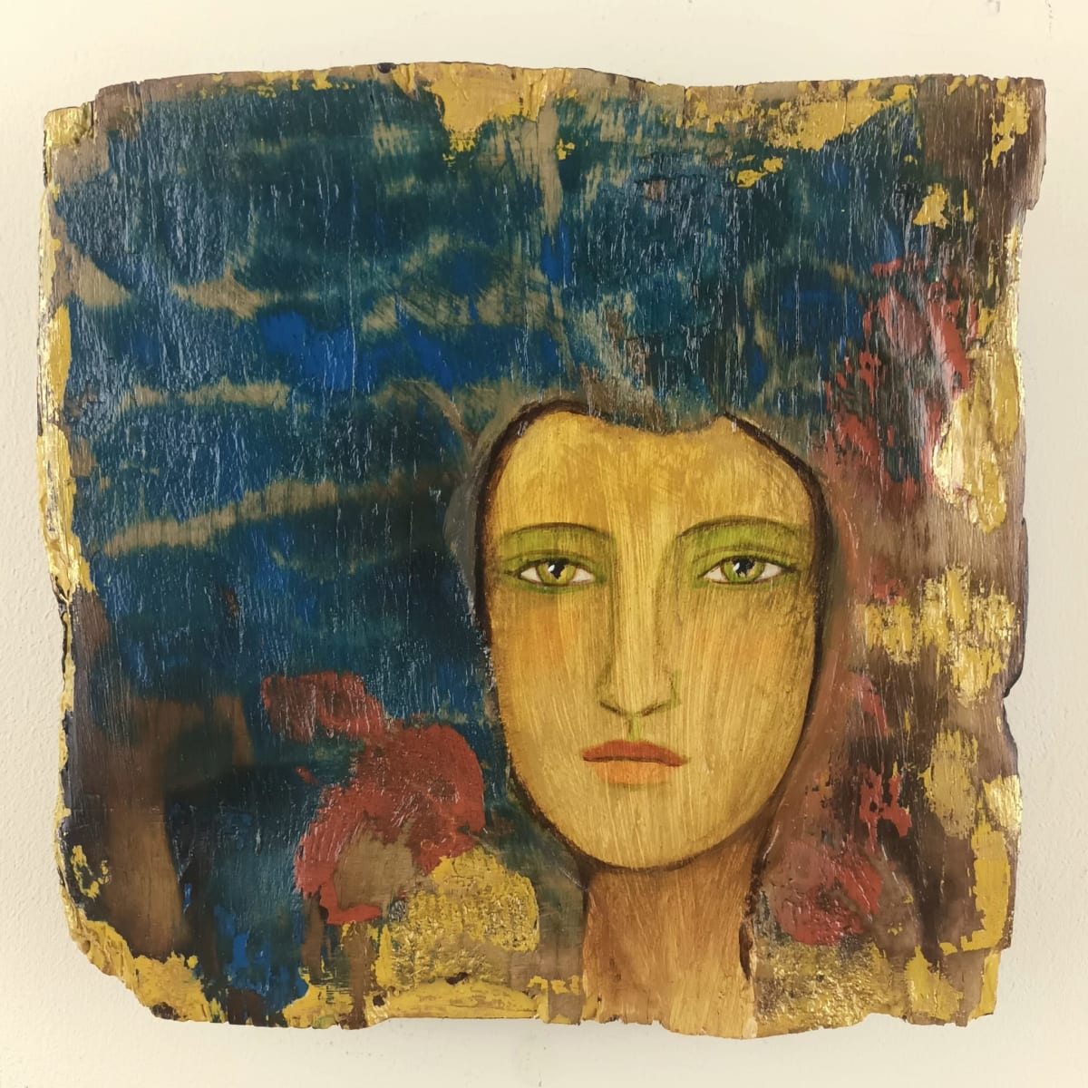 tema-icon 180 by Tessa Thonett  Image: Thonett Icon Painting 180. Collaboration work between Markus Thonett (background in mixed media) and Tessa Thonett (face in oils)