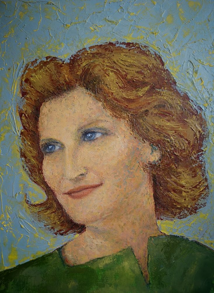 Commission - Aunt Pat by Tessa Thonett  Image: This was a commission of my client's favourite aunt who had died many years earlier. All I had to work with was two small black and white photos and what my client remembered of her. When this was finished she said 'Tessa, I love this!!' and much more, which was lovely to hear.