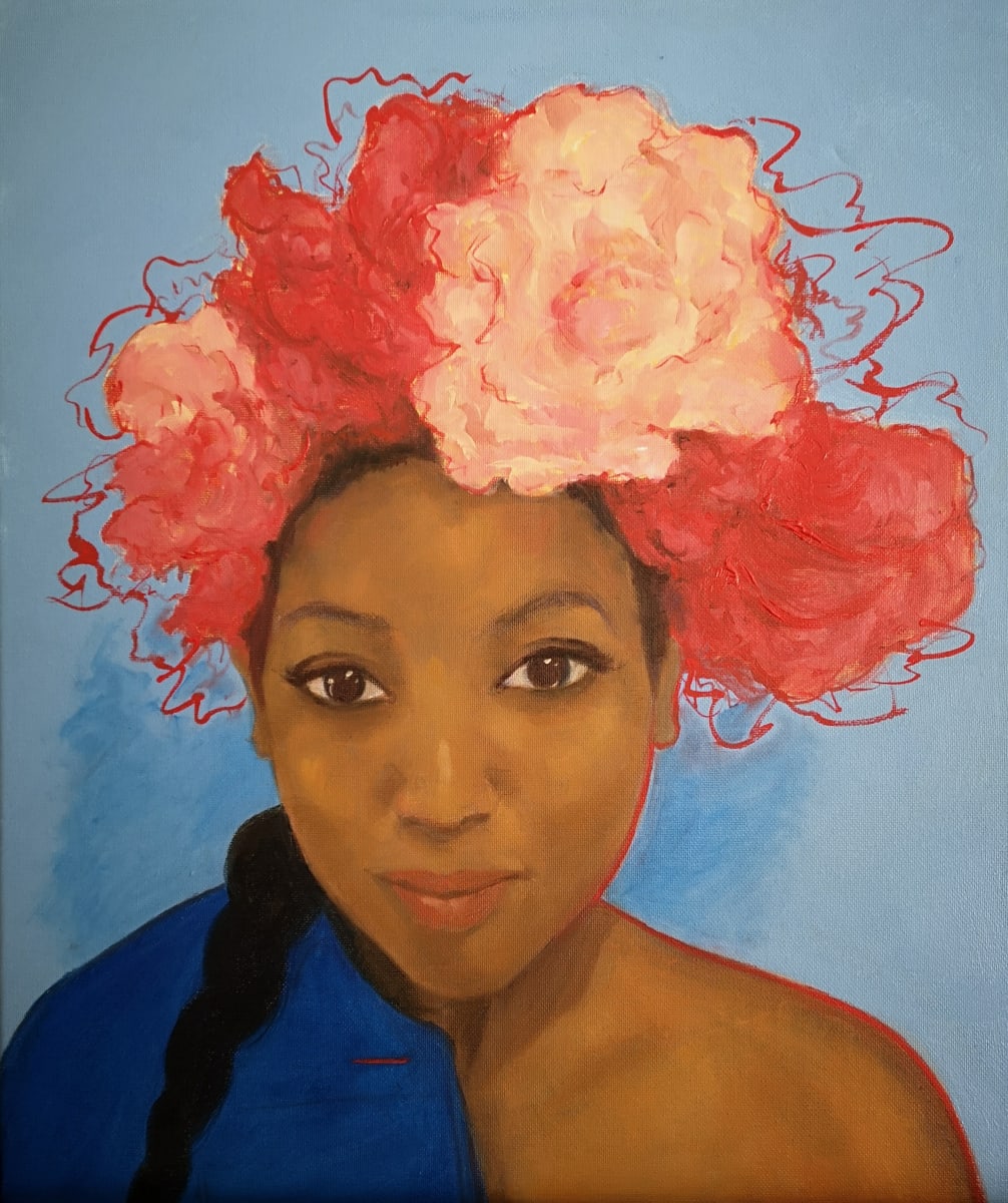 Flowers in Her Hair by Tessa Thonett  Image: Painted with brushes, after many years only painting with palette knives.