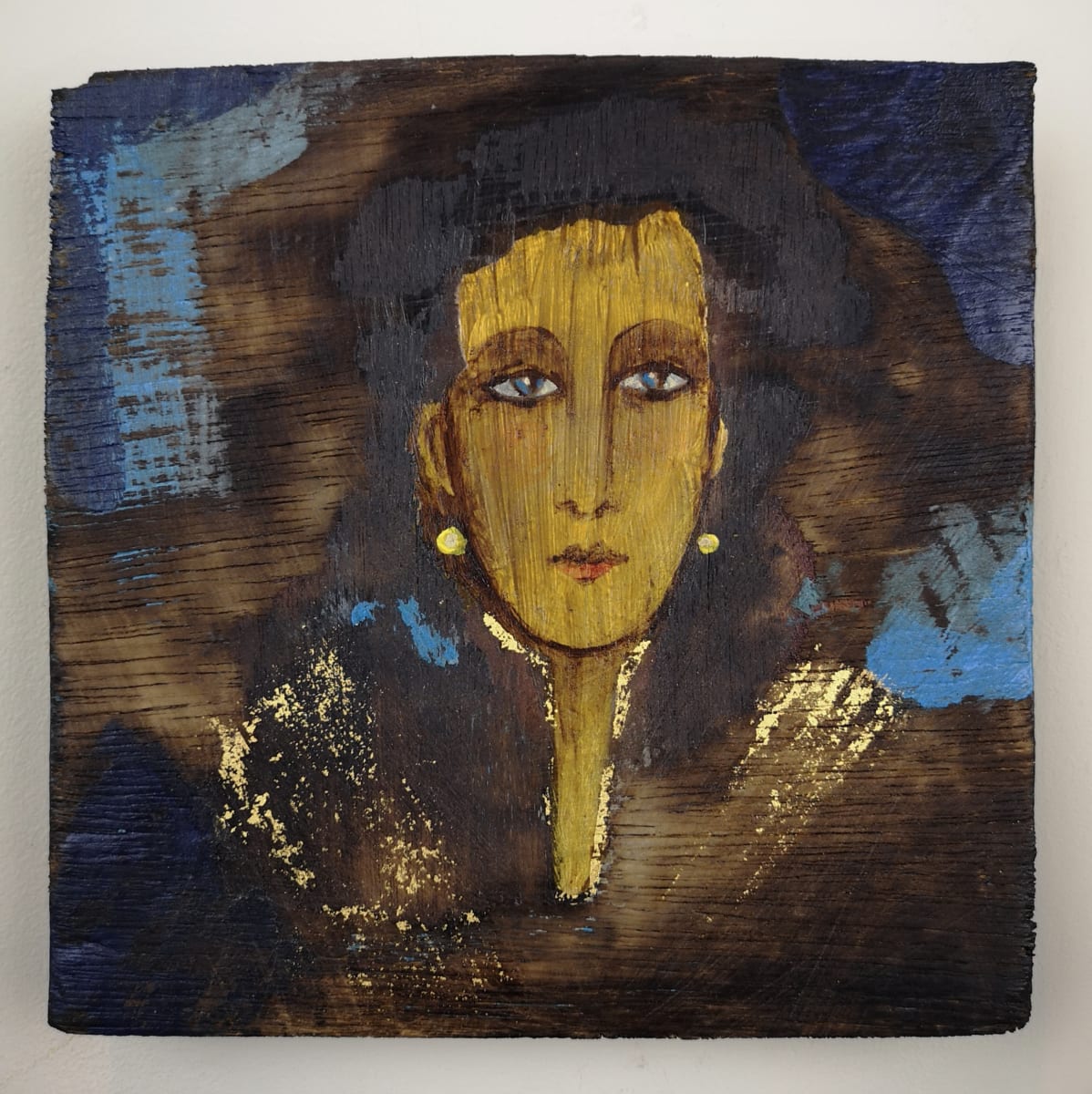 tema-icon 142 by Tessa Thonett  Image: Thonett Icon Painting 142. Collaboration work between Markus Thonett (background in mixed media) and Tessa Thonett (face in oils)