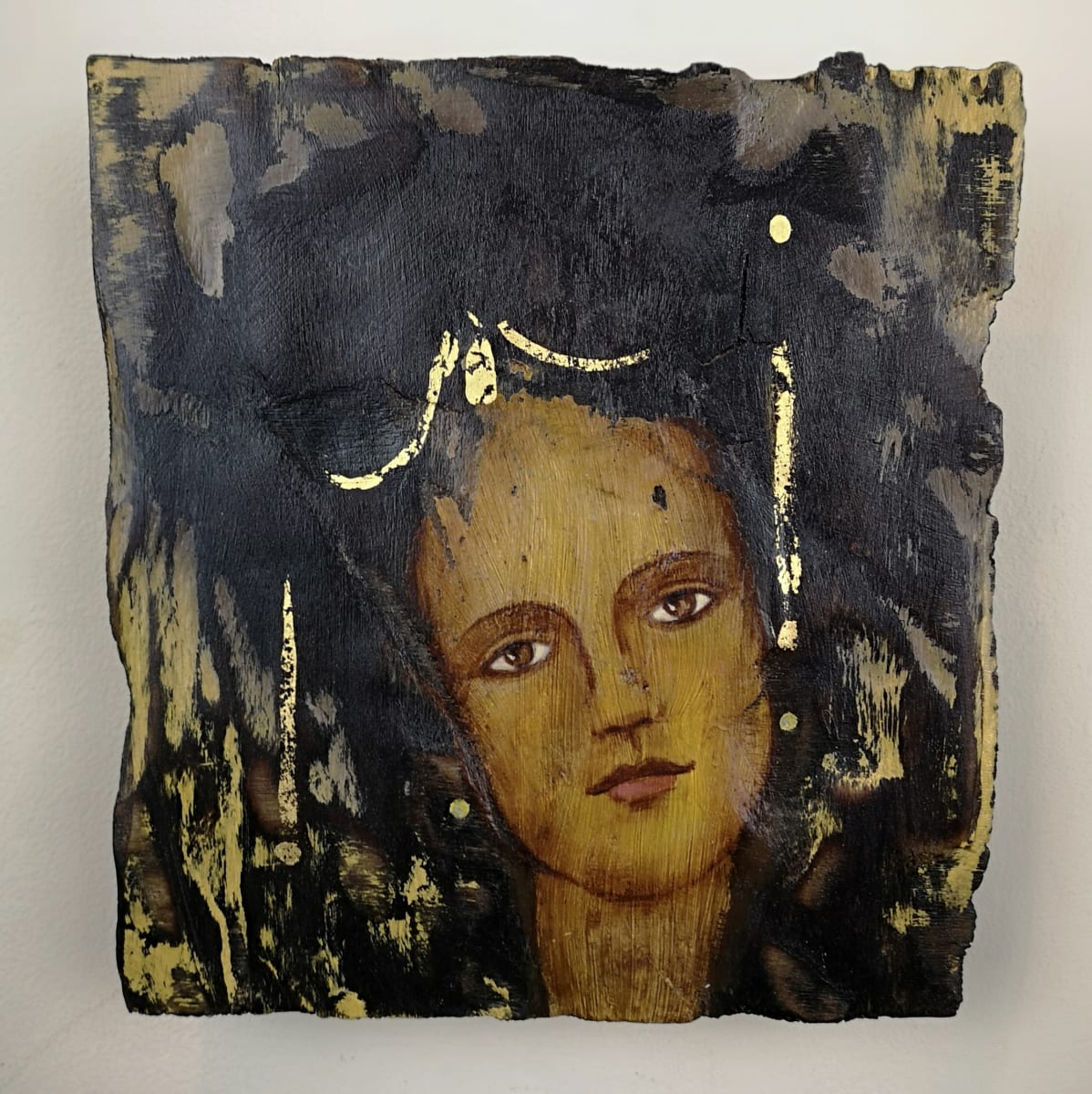 tema-icon 104 by Tessa Thonett  Image: Thonett Icon Painting 104 Collaboration work between Markus Thonett (background in mixed media) and Tessa Thonett (face in oils)