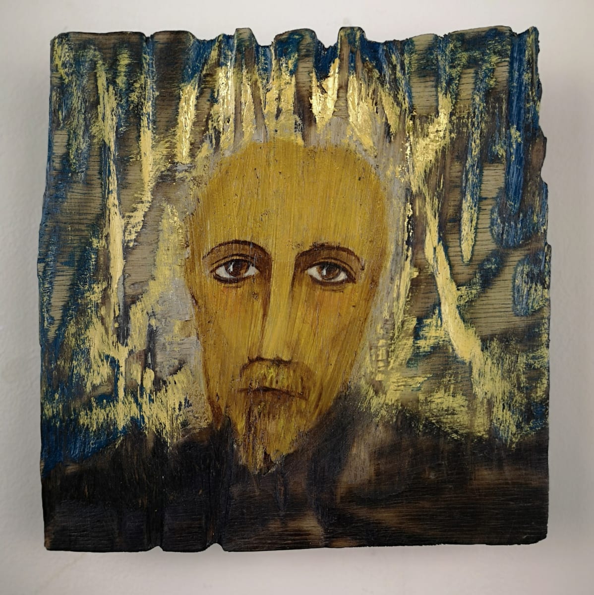 tema-icon 105 by Tessa Thonett  Image: Thonett Icon Painting 105. Collaboration work between Markus Thonett (background in mixed media) and Tessa Thonett (face in oils)