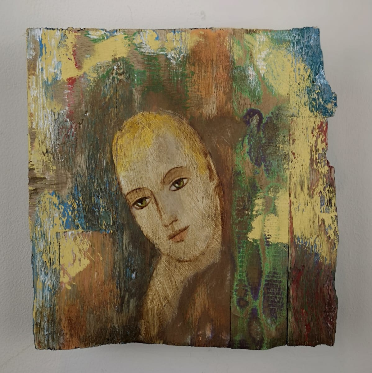 tema-icon 118 by Tessa Thonett  Image: Thonett Icon Painting 118. Collaboration work between Markus Thonett (background in mixed media) and Tessa Thonett (face in oils)