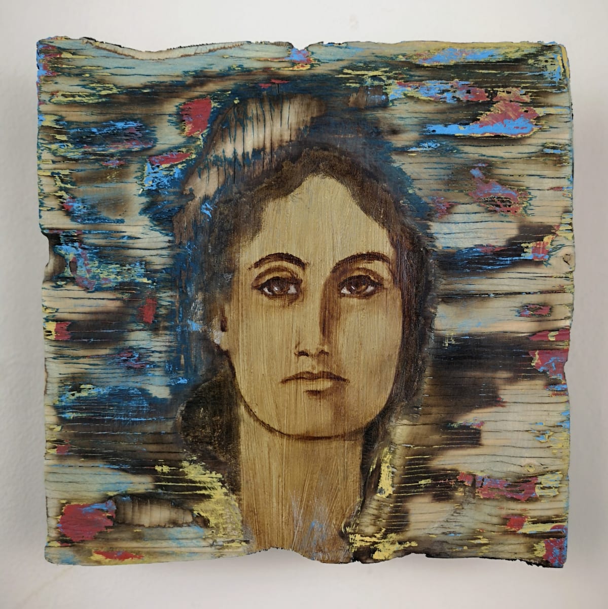 tema-icon 136 by Tessa Thonett  Image: Thonett Icon Painting 136. Collaboration work between Markus Thonett (background in mixed media) and Tessa Thonett (face in oils)