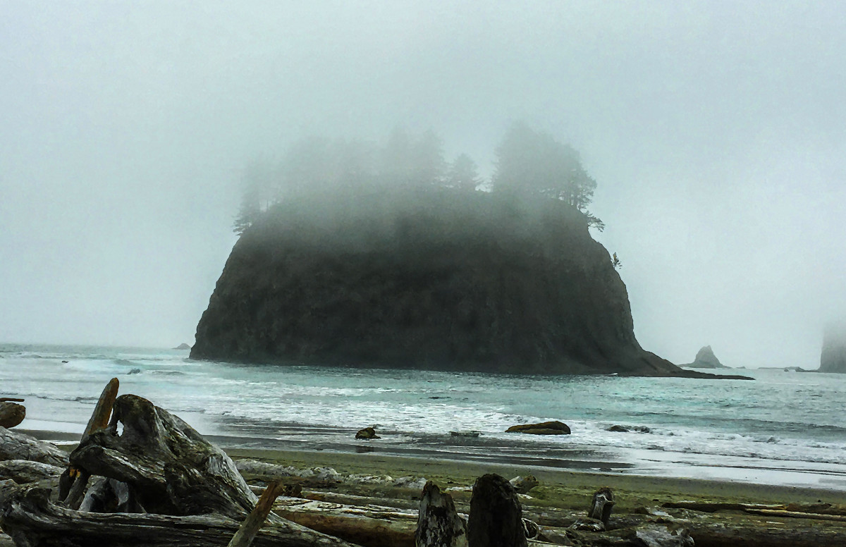 Crying Lady Rock, Afternoon Fog by Rodney Buxton 