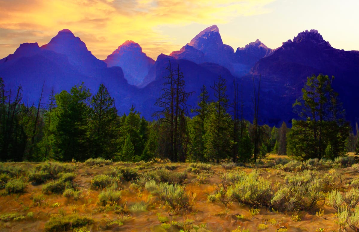 Grand Tetons Late Summer Sunset by Rodney Buxton 