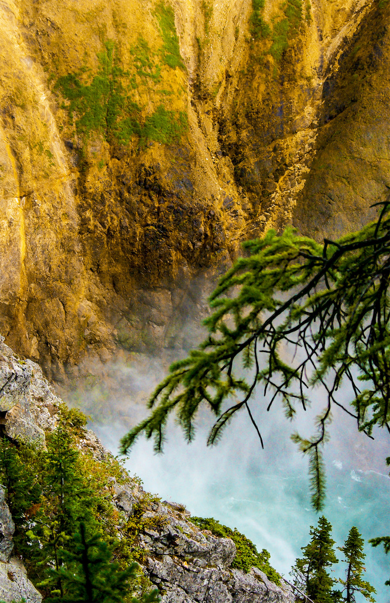 The Foot of Lower Yellowstone Falls Morning by Rodney Buxton 