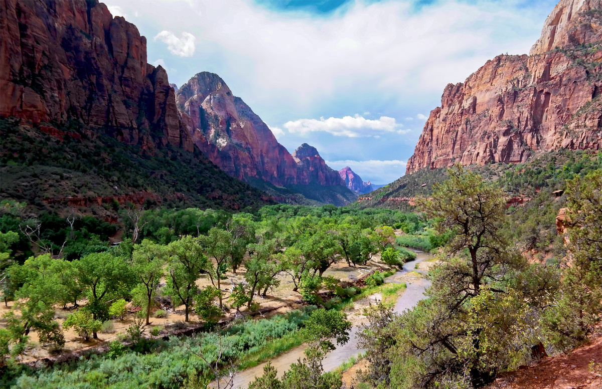 Zion Canyon from Kayenta Trail Morning by Rodney Buxton 
