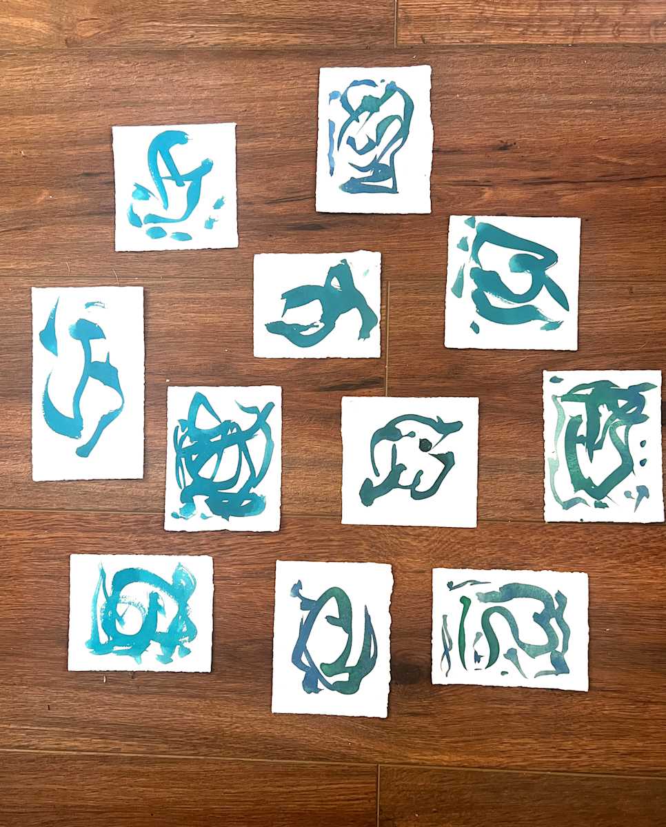 Eleven Turquoise Calligraphic Gestures by Sherri Silverman, Image 1.
