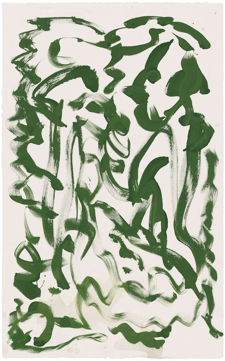 Overcoming Obstacles 2: minimalist green gestural diptych by Sherri Silverman 