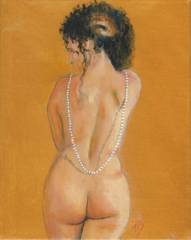Nude with Pearls (golden) by Thomas Stevens, Image 1.