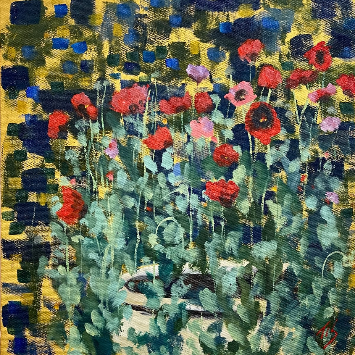 Poppies Around Pot (Gold) by Thomas Stevens 