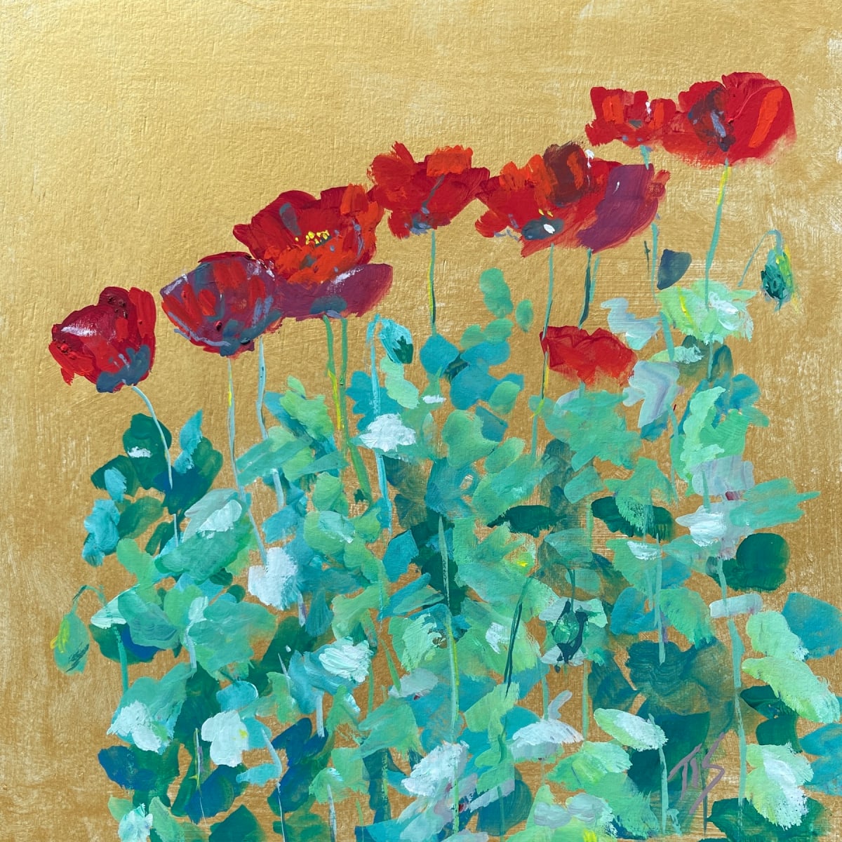 Creekside Garden Poppies I (sketch) by Thomas Stevens 