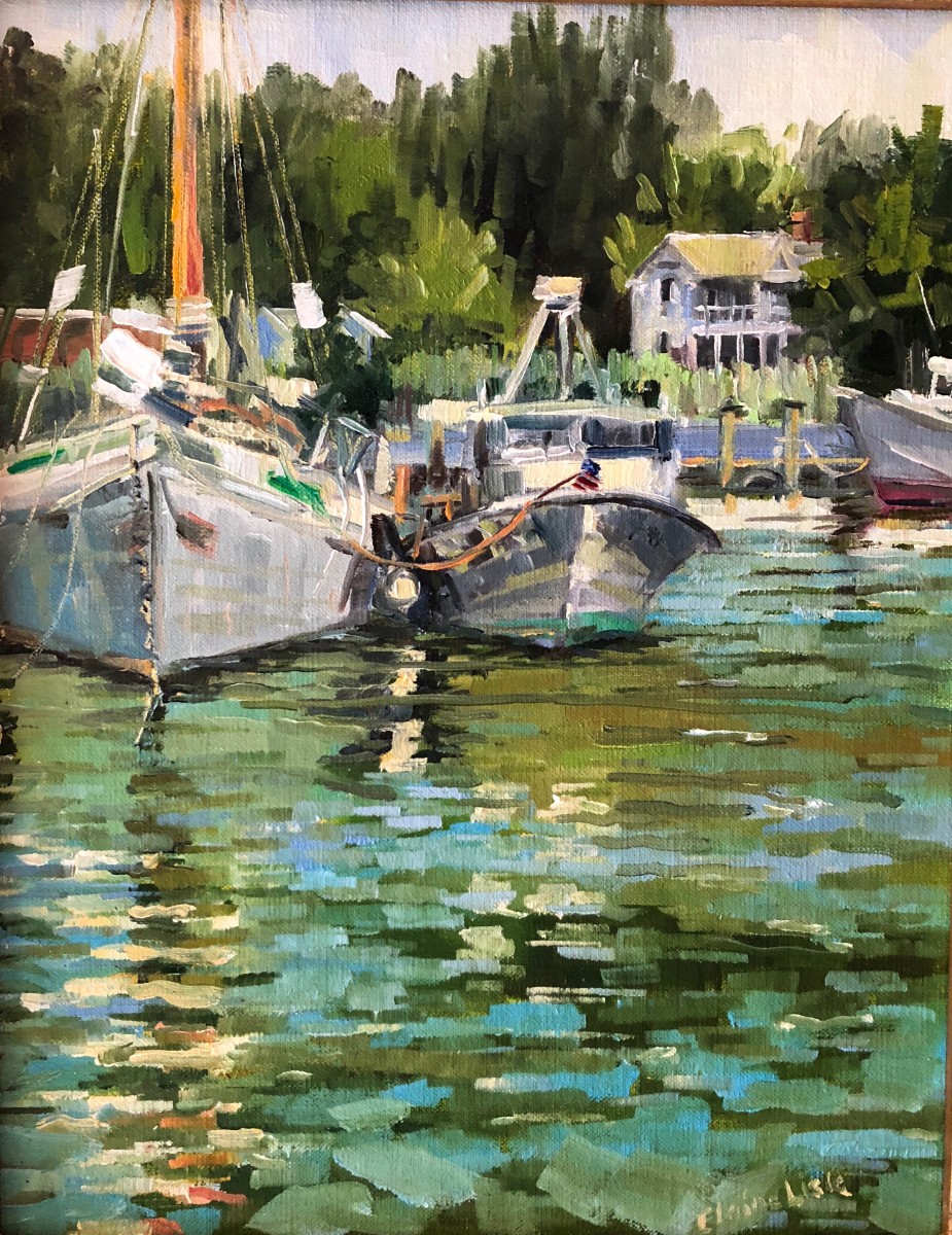 Boats in Dogwood Cove by Elaine Lisle 