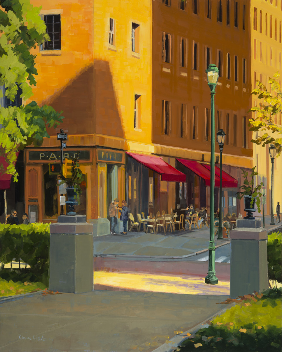 Shadows on Parc Cafe by Elaine Lisle 