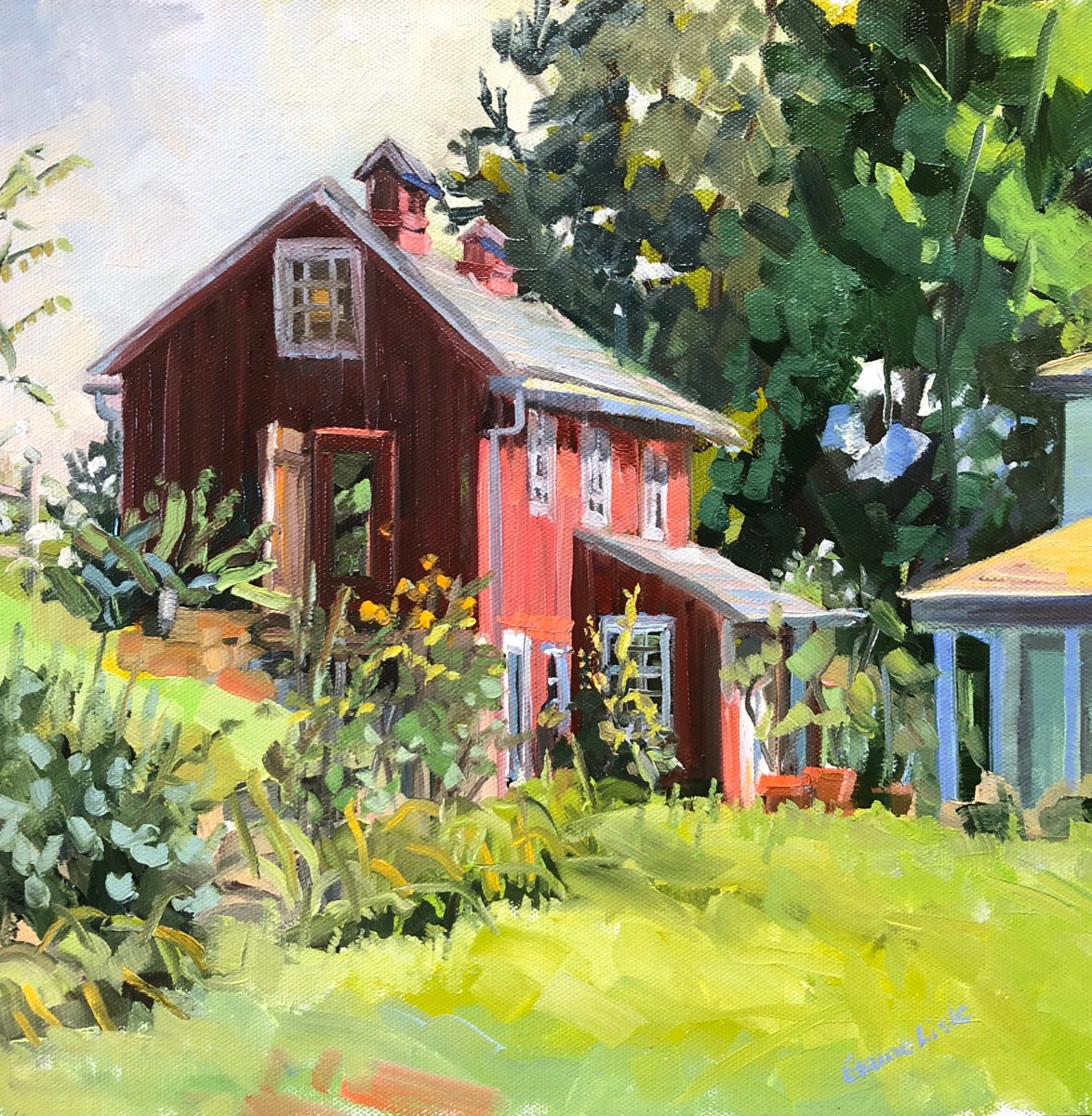 Red Barn in the Morning by Elaine Lisle 