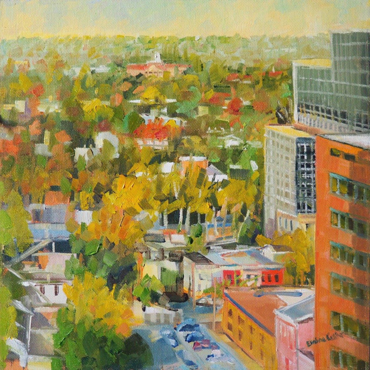 Fall Rooftops by Elaine Lisle 