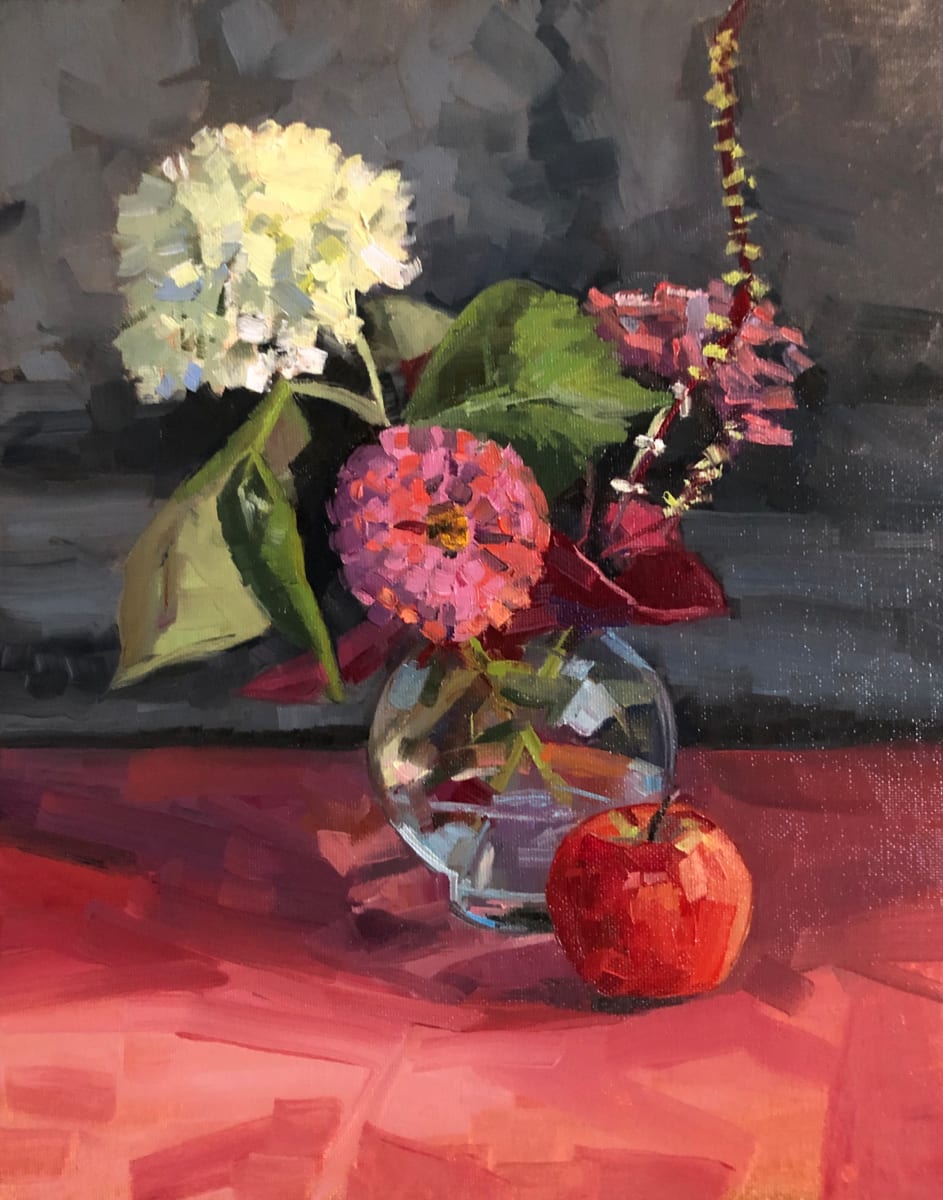 Hydrangea Zinnia with apple, Image 1.