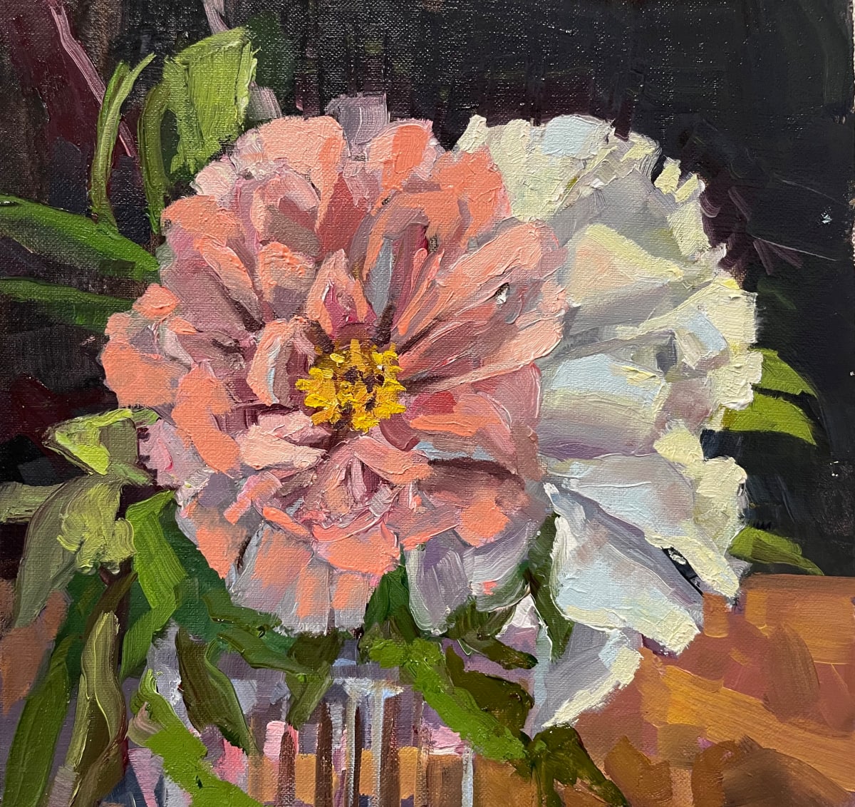 Peonies in glass by Elaine Lisle 