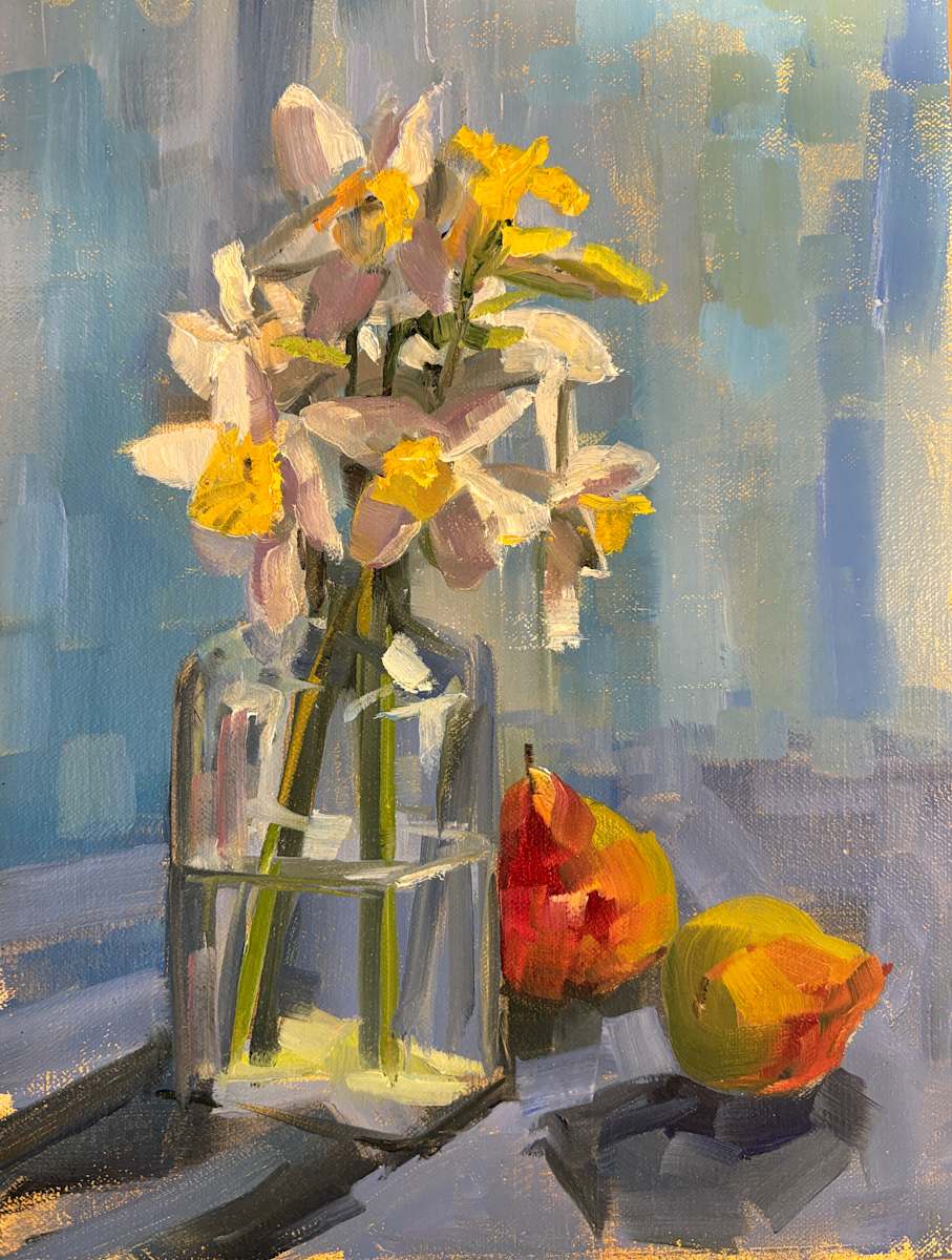 Daffodils & Pears by Elaine Lisle 