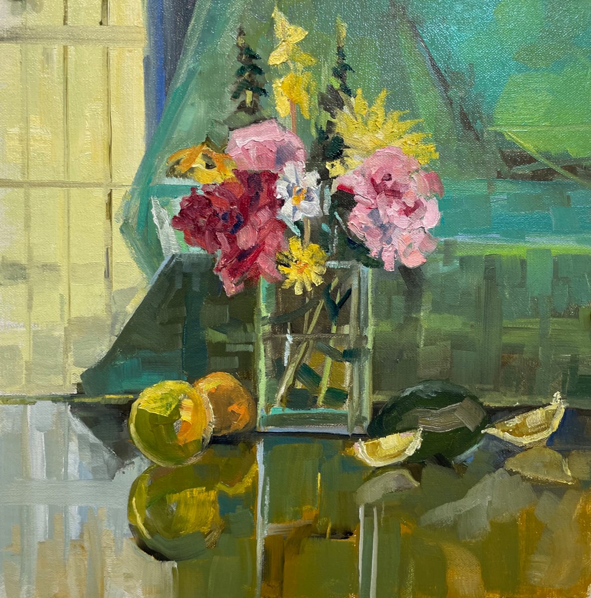 Flowers & Fruit by the Window by Elaine Lisle 