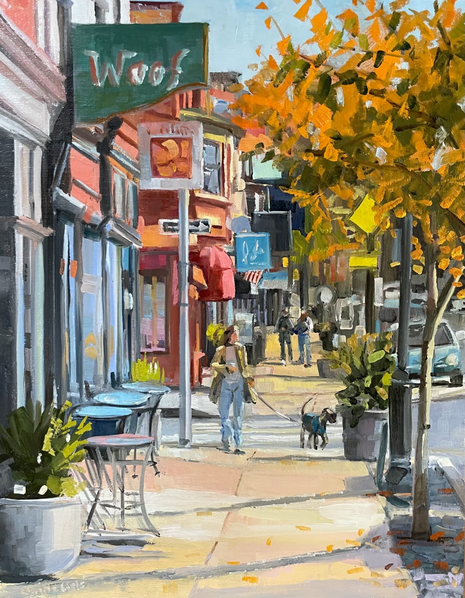 Dog Walk on Main Street by Elaine Lisle 