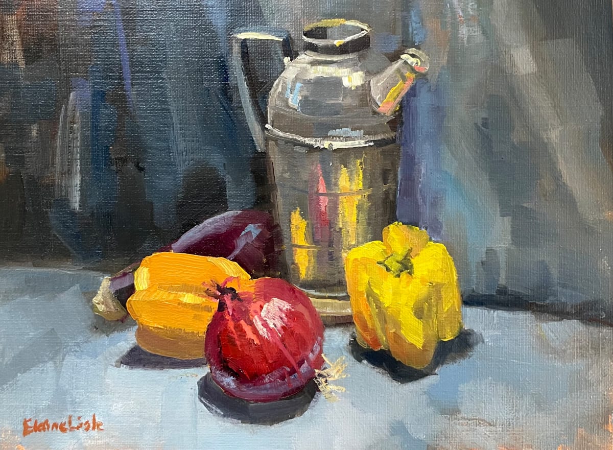 peppers onion and urn by Elaine Lisle 
