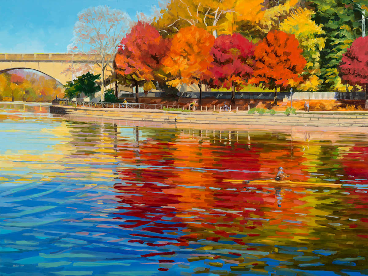 Red Trees on the Schuylkill by Elaine Lisle, Image 1.